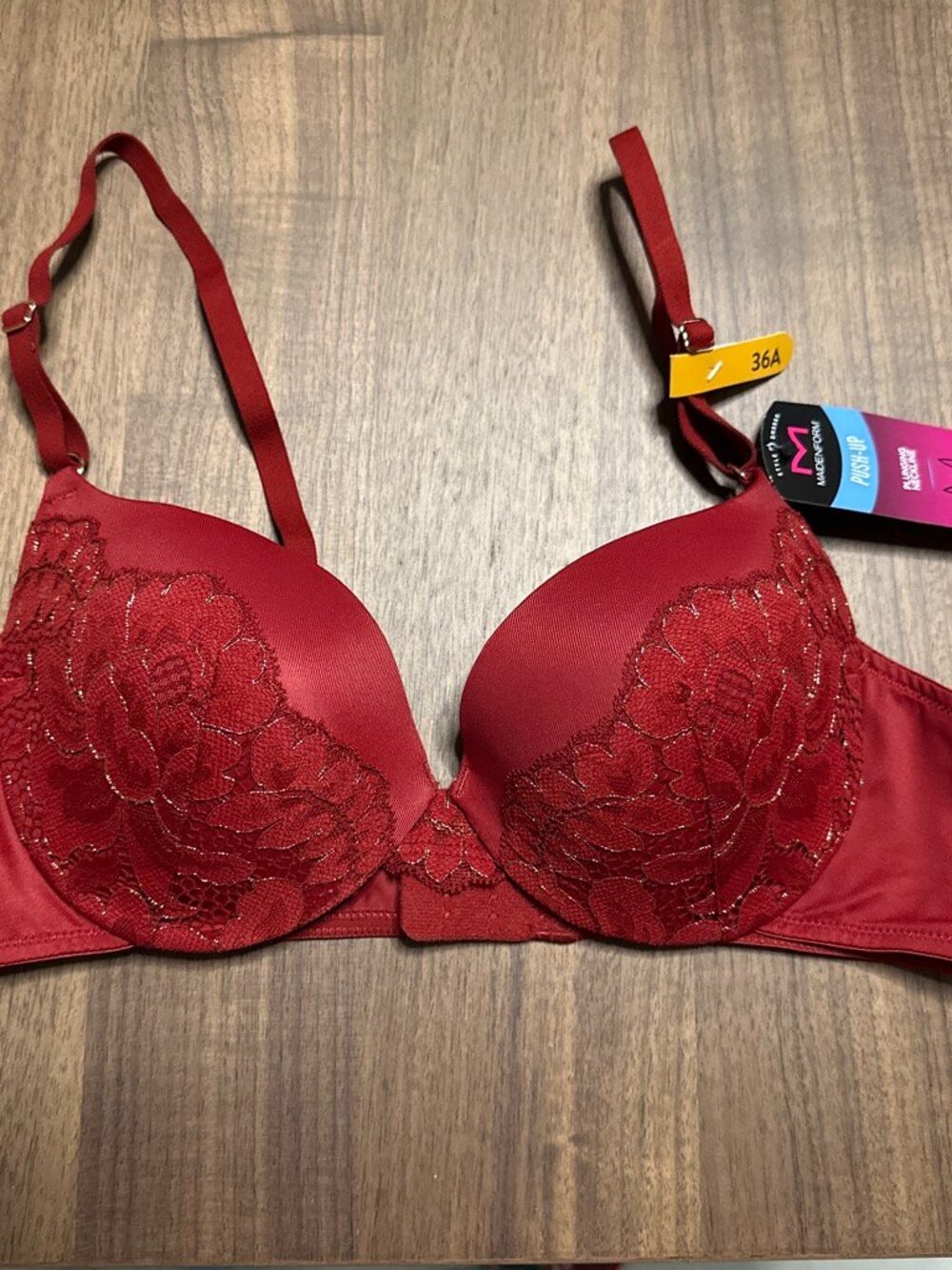Maidenform Red Lace Push-Up Bra NWT